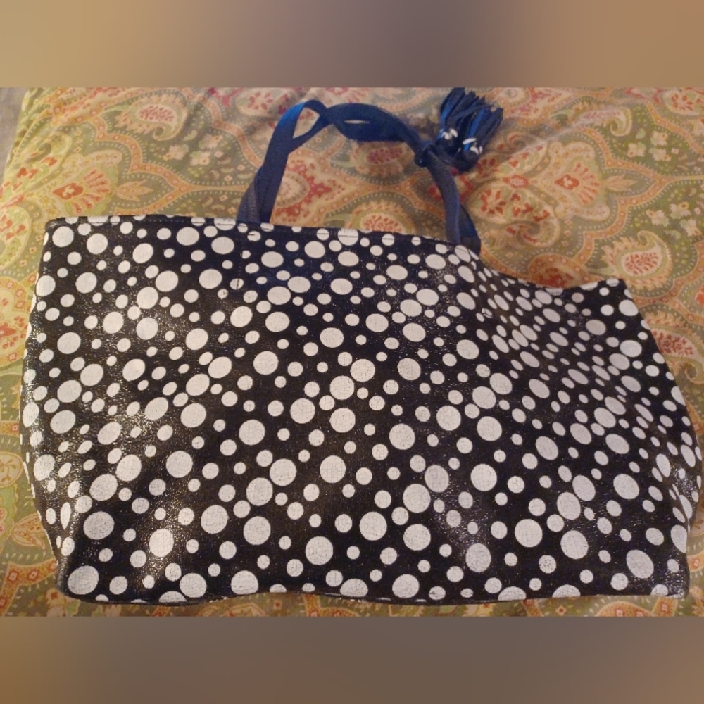 III Beca by Joy Gryson black white polka dog tote bag purse handbag